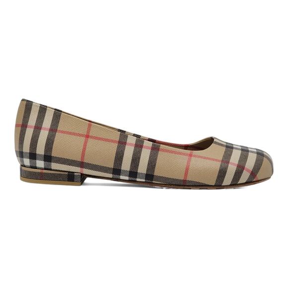 Burberry Women's Joy Vintage Check Flats in Beige - Picture 2 of 6